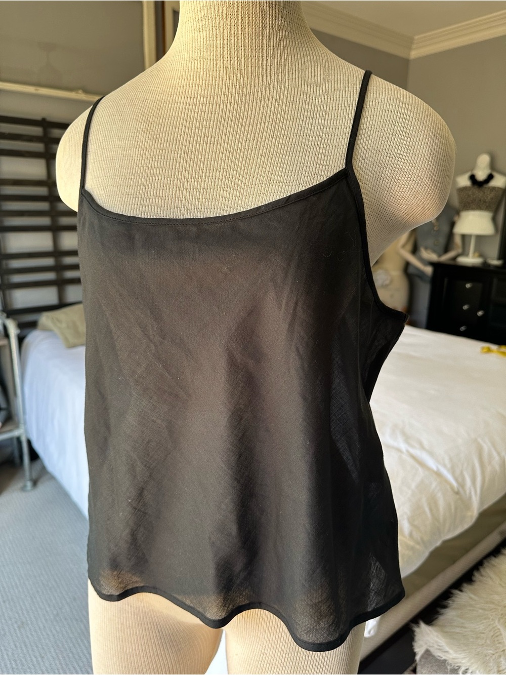 Merlette NWOT black sheer adjustable strap Camisole, size large - Picture 3 of 10